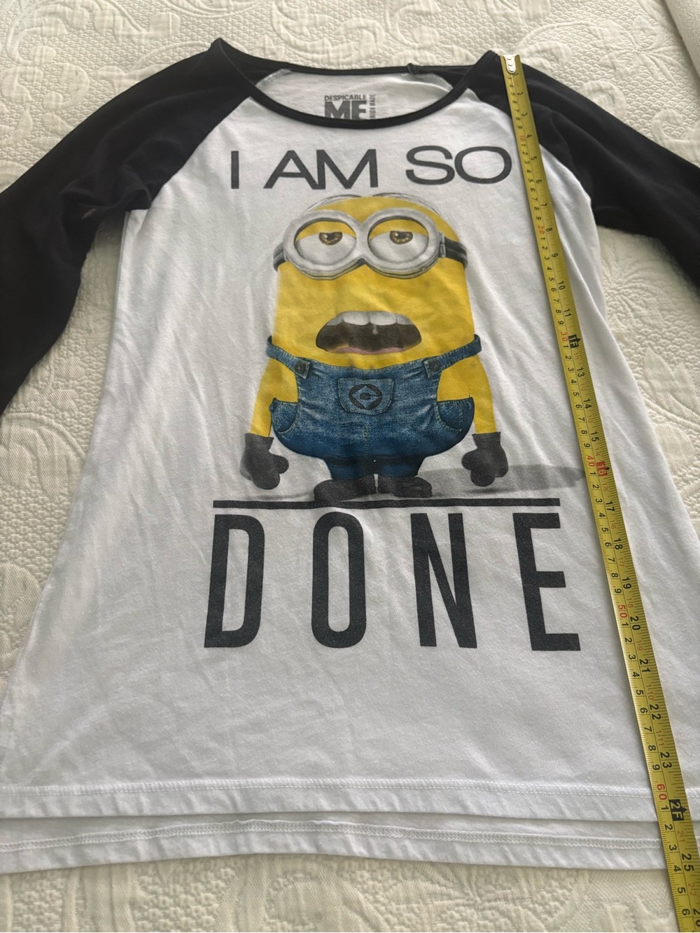 Universal Kids White and Black Long Sleeve Minion 'I Am So Done' Tee